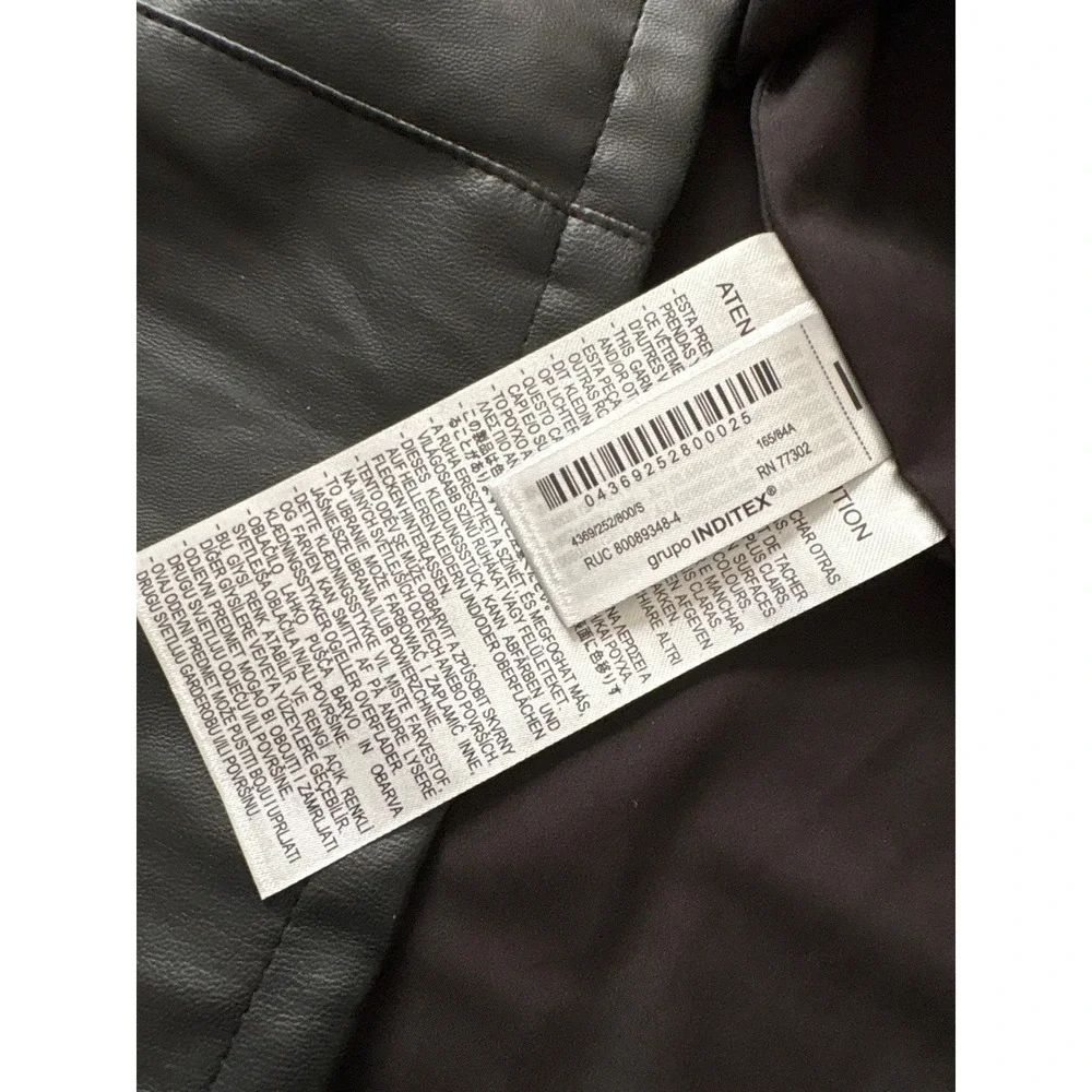 ZARA Black Faux Leather Sleeveless Midi Dress Size S New with‎ Tags - Picture 7 of 7